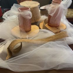 Rose Gold Glitter Jars, Tulle 