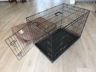 Animal Pet Dog Cat Crate Heavy Duty 36”Lx22”Wx25”H Folds Flat, Comes with Pad