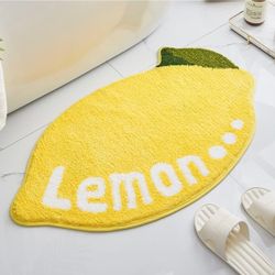 BRAND NEW IN BAG Bathroom Rugs Mat 31.5x19.7IN Lemon Shaped Bath Mat for Bathroom Non Slip Washable Soft Absorbent Cute Yellow Bath Rug Plush Bath Car