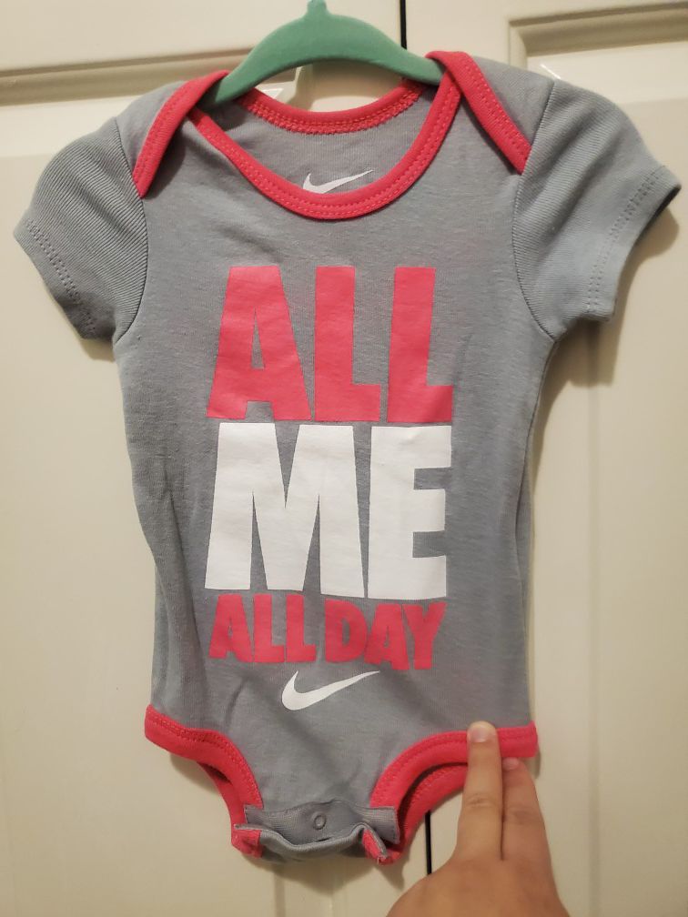 Baby Nike 0-6 mo onesie pink gray clothing
