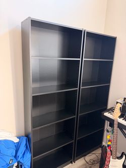 Black Bookcase Shelving Unit – Set of 2