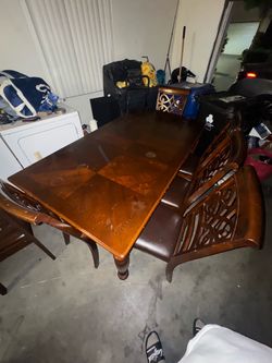 Wood table with chairs