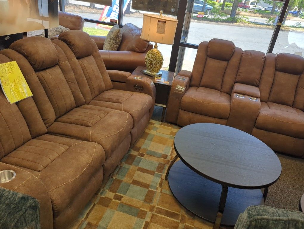 PWR RECLINING SOFA AND LOVESEAT SET NEW