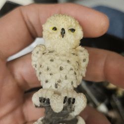 Mystical White Snow Owl Bird Statue  Nocturnal Bird Owl figurine