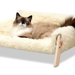 Cat Couch Bed, Pet Sofa for Indoor Cats Wooden Indoor Elevated Cat Beds with Removable Mattress Cover Suitable for Kitty