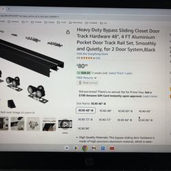 Heavy Duty Bypass Sliding Closet Door Track 48”