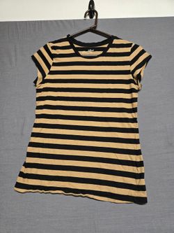 Universal Thread Short Sleeve Striped T Shirt Tan Black Women's M