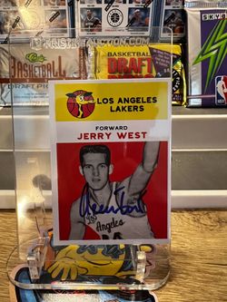 Jerry West LA Lakers ROOKIE REPRINT Signed Basketball Card the logo Logoman