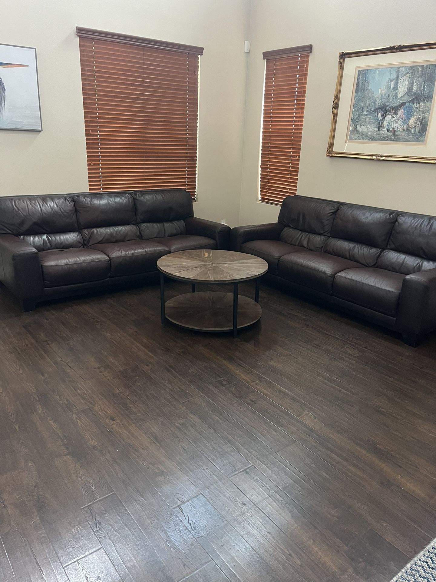 2 Macys Genuine Top Grade Leather Sofas (value Over 6k)