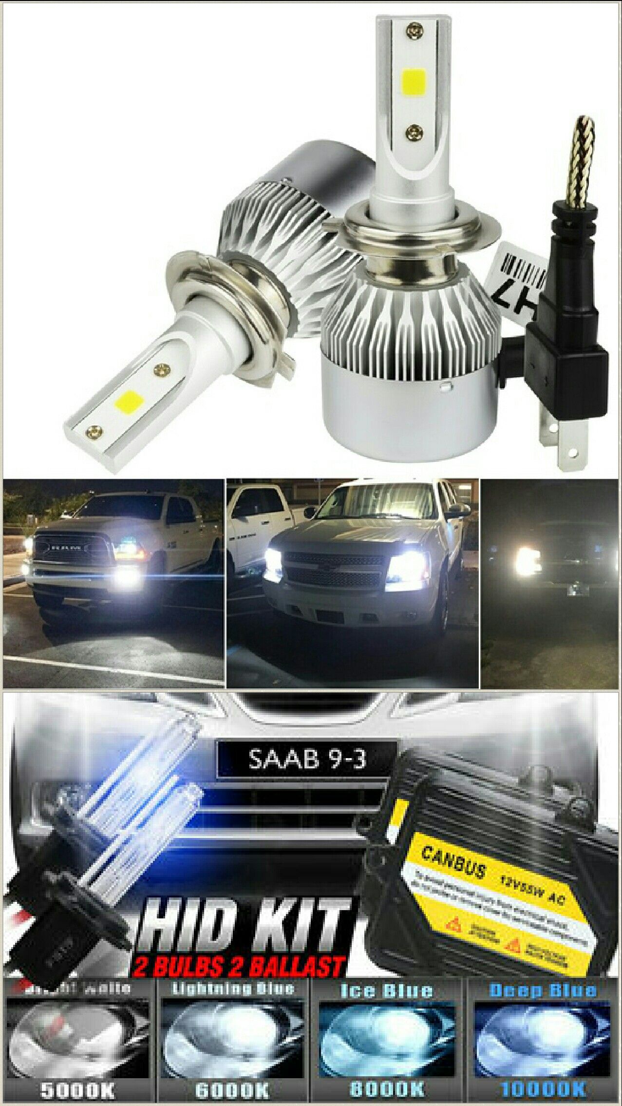 Led headlight bulbs - hid conversion kits lights- any ride gmc envoy Silverado Malibu impala ford mustang scion xb frs xa tc Toyota Tacoma tundra