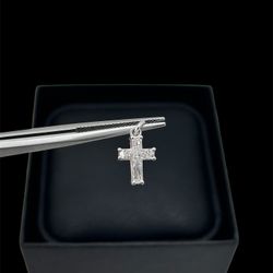 Cross Shape Diamond In 14k White Gold 