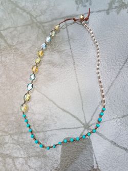 Necklace blue and clear bead