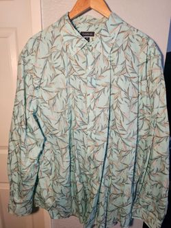 Club Room Men's Long Sleeve Button-Up Shirt – XXL – Leaf Print