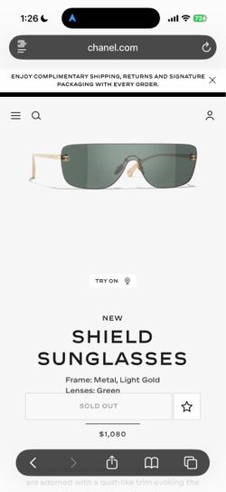 Chanel Shield Sunglasses Light Gold Green