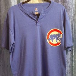Chicago Cubs Size L Majestic #10 RON SANTO 2-BUTTON Jersey/Shirt😇EXCELLENT CONDITION!👀🤯Please Read Description.