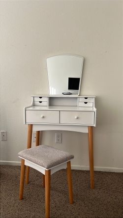 White Vanity and Chair