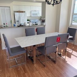 Marble Dining Table Gray Chairs