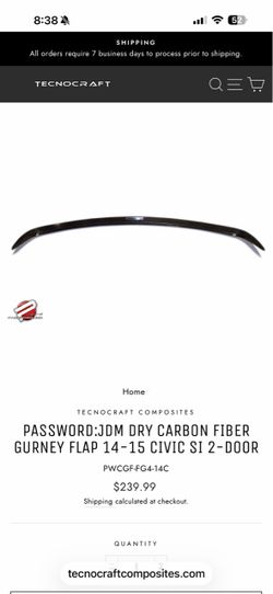 2014-2015 Honda civic SI coupe Password JDM gurney flap