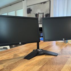 2 HP P202m Computer Monitors & Planar Stand Bundle