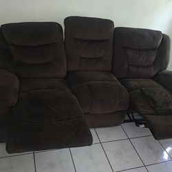 Reclining Couch Set Brown