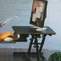 Reduced: Sit-Stand Desk For Laptop Computer or Monitor Stand w/ Keyboard Tray, Pneumatic Adjust