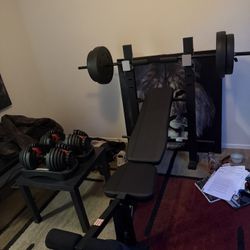 Bench press / Leg Curl With Bar And Weights