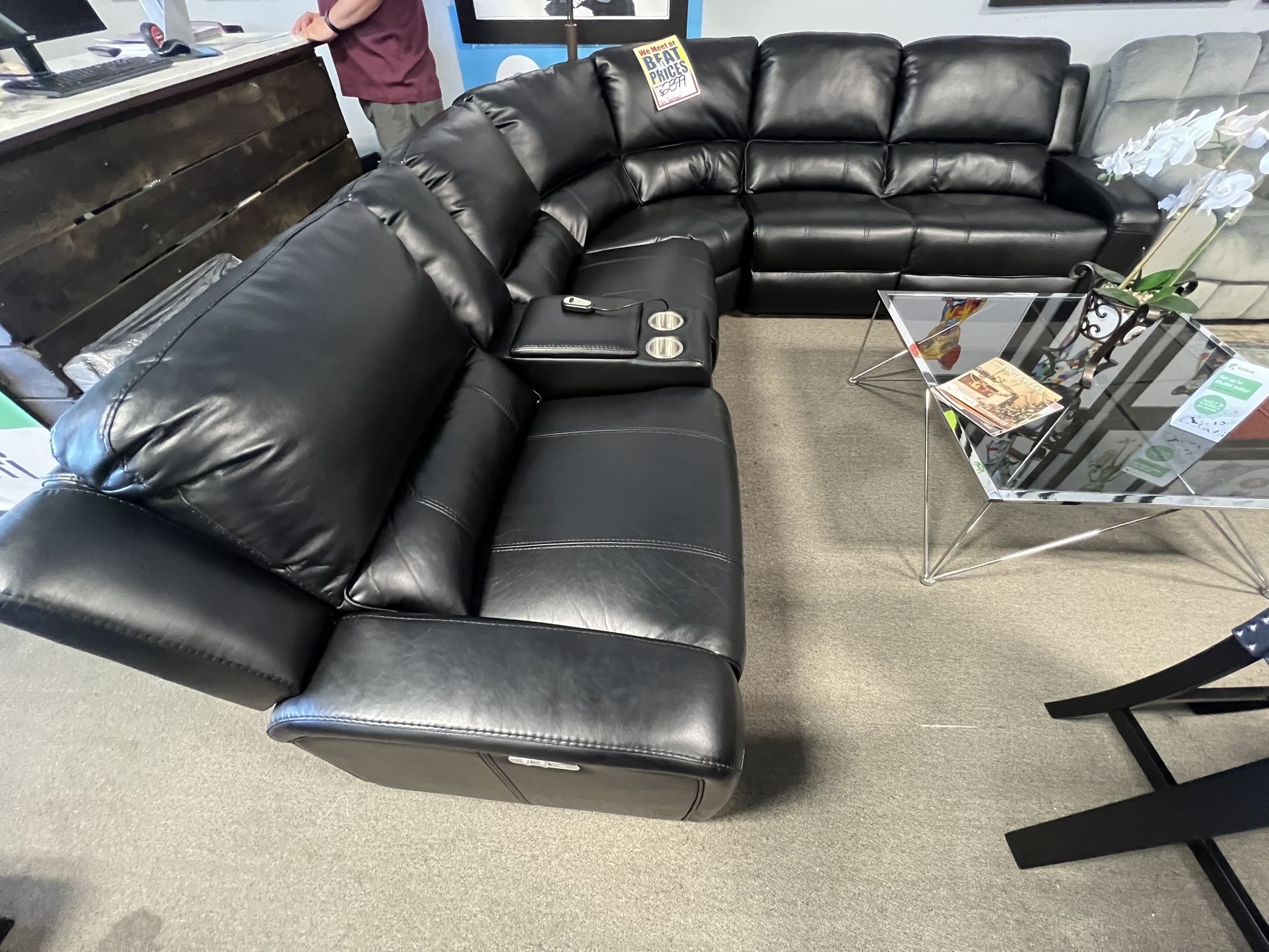 Black Power Reclining Sectional ✅🖤 Easy Purchase Available ‼️