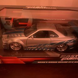 Jada Toys Brian's Nissan GTR Skyline R34 Silver/Blue Fast & Furious Movie