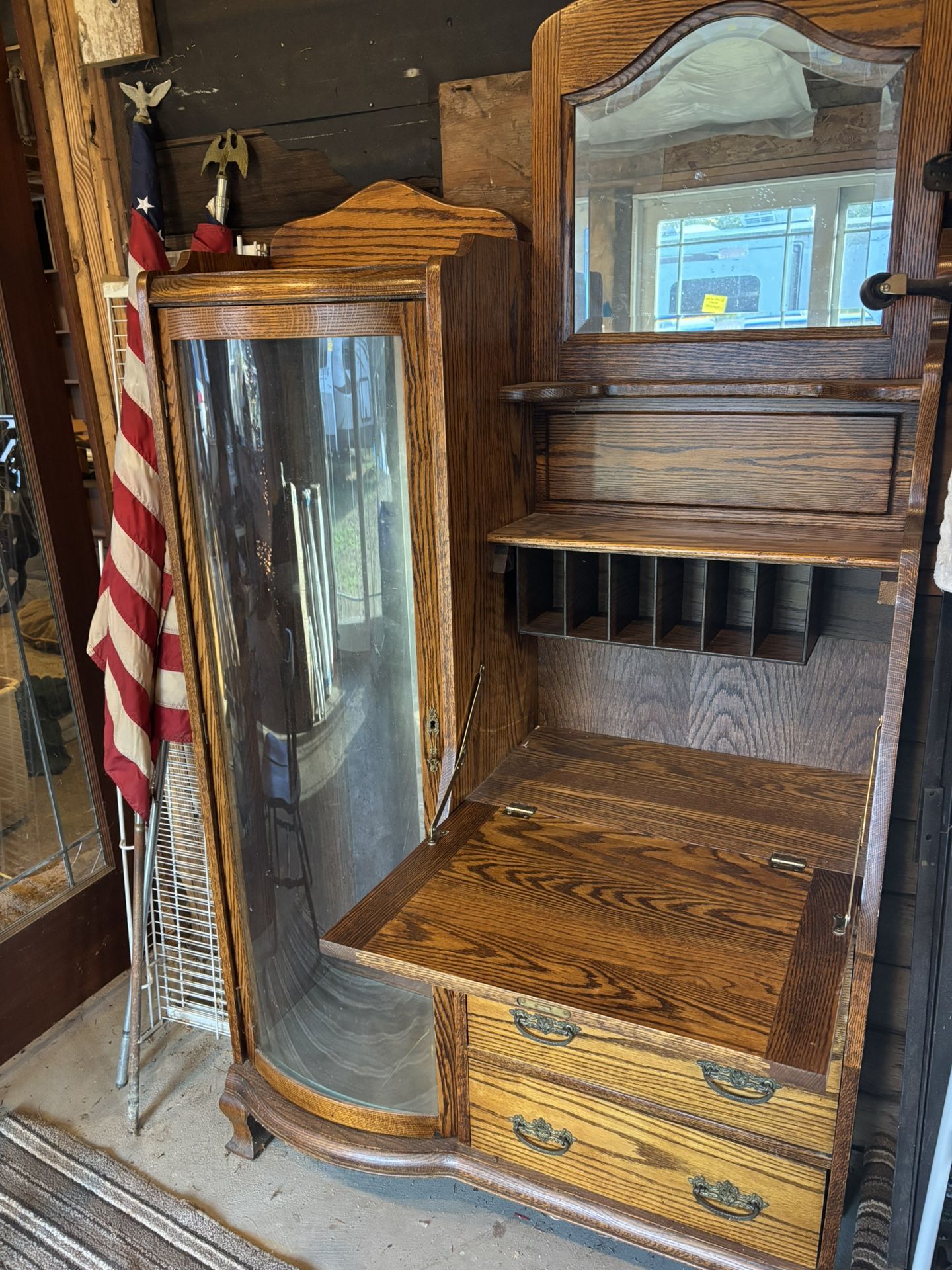 Antique Cabinet Secretary Writing Desk