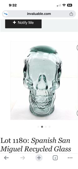 San  Miguel glass skull head