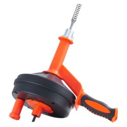 Drain Auger, with Drill Adapter, 25 Feet Flexible Plumbing Snake,with Gloves (orange) 