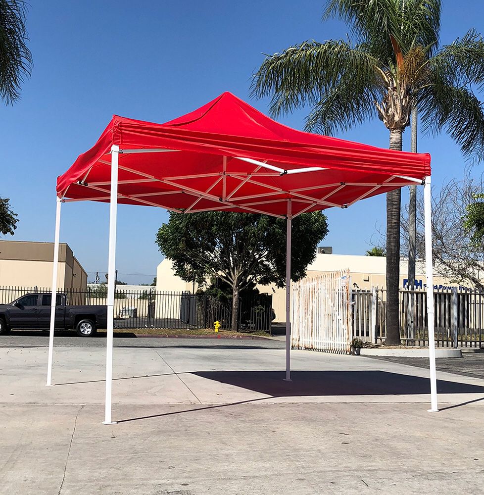 New $90 Red 10x10 Ft Outdoor Ez Pop Up Wedding Party Tent Patio Canopy Sunshade Shelter w/Bag