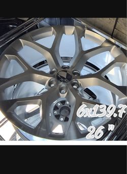 Go big or go home with these 26s! 🛞🔥 ​⚡ Size: 26" 💥 Bolt Pattern: 6x139.7 🛻 Fits: Chevy Silverado/Tahoe, GMC Sierra/Yukon, Cadillac Escalade, Ram 