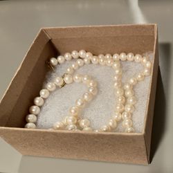 22” Cultured Fresh Water Pearl Necklace In 14K Gold
