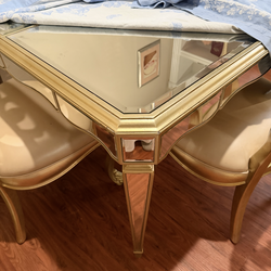 Dining table set with chairs and vanity