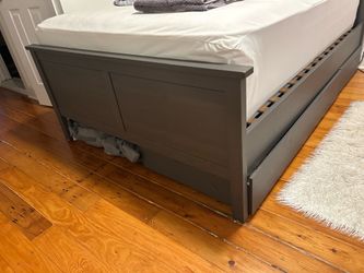 IKEA Hemnes Queen Bed Frame w/ 2 Storage Boxes
