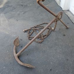 Antique Anchor With Stock / Chain