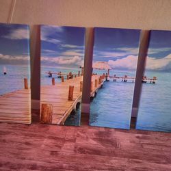 4-Piece Ocean Dock Canvas Wall Art