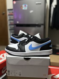 Jordan 1 Low Black University Blue White - 9.5M/11W