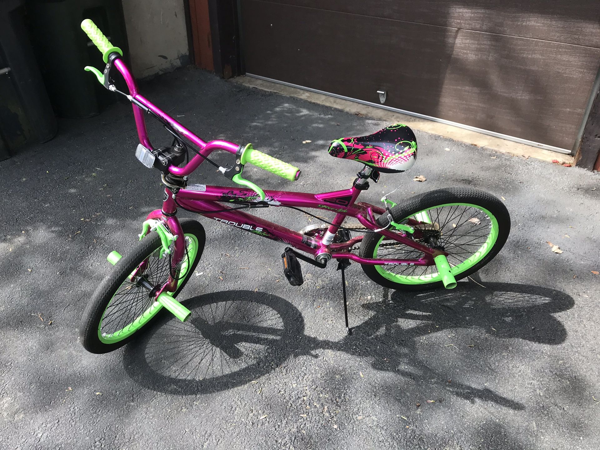 Pink and green bike