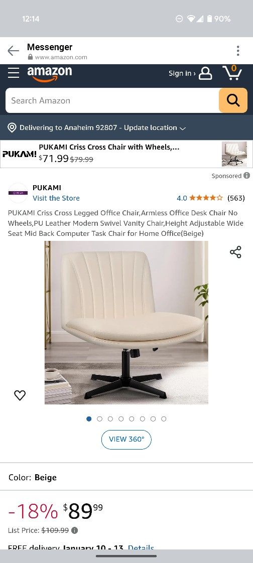 Pukami Criss Cross Legged Office Chair Premium, Off White