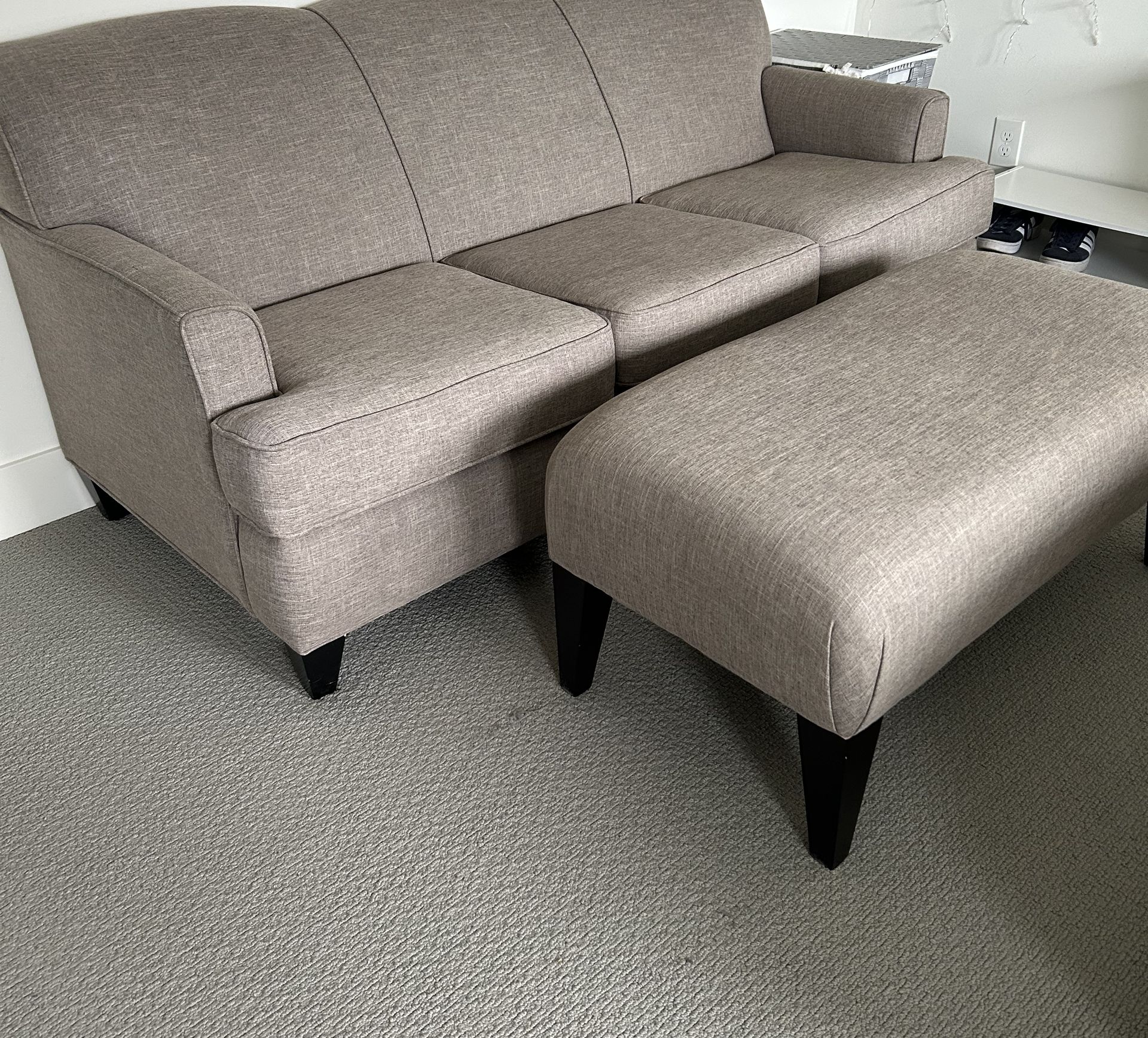 Grey Couch Sofa And Ottoman