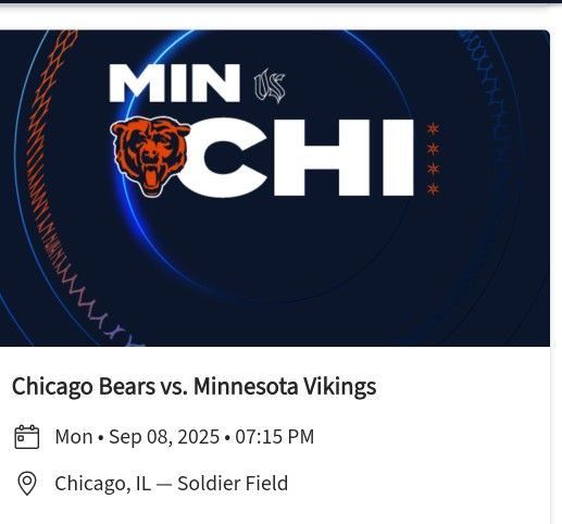 4 Tickets Chicago Bears Vs Minnesota Vikings