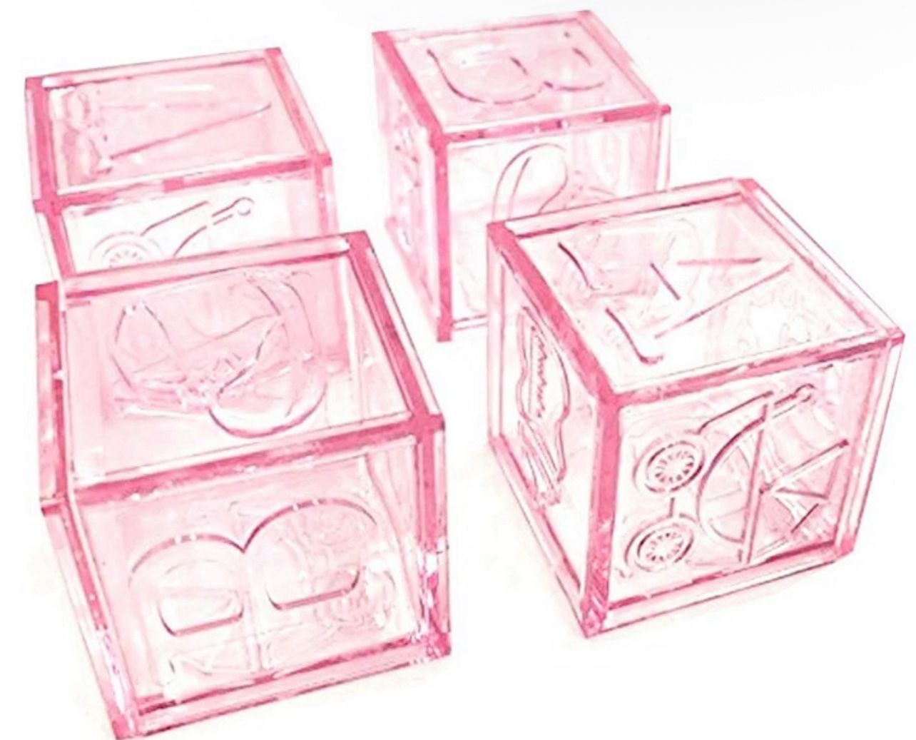 Pink Baby Shower Party Favor Decorating Baby Blocks 12 Count
