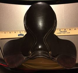 Miniature English leather riding saddle