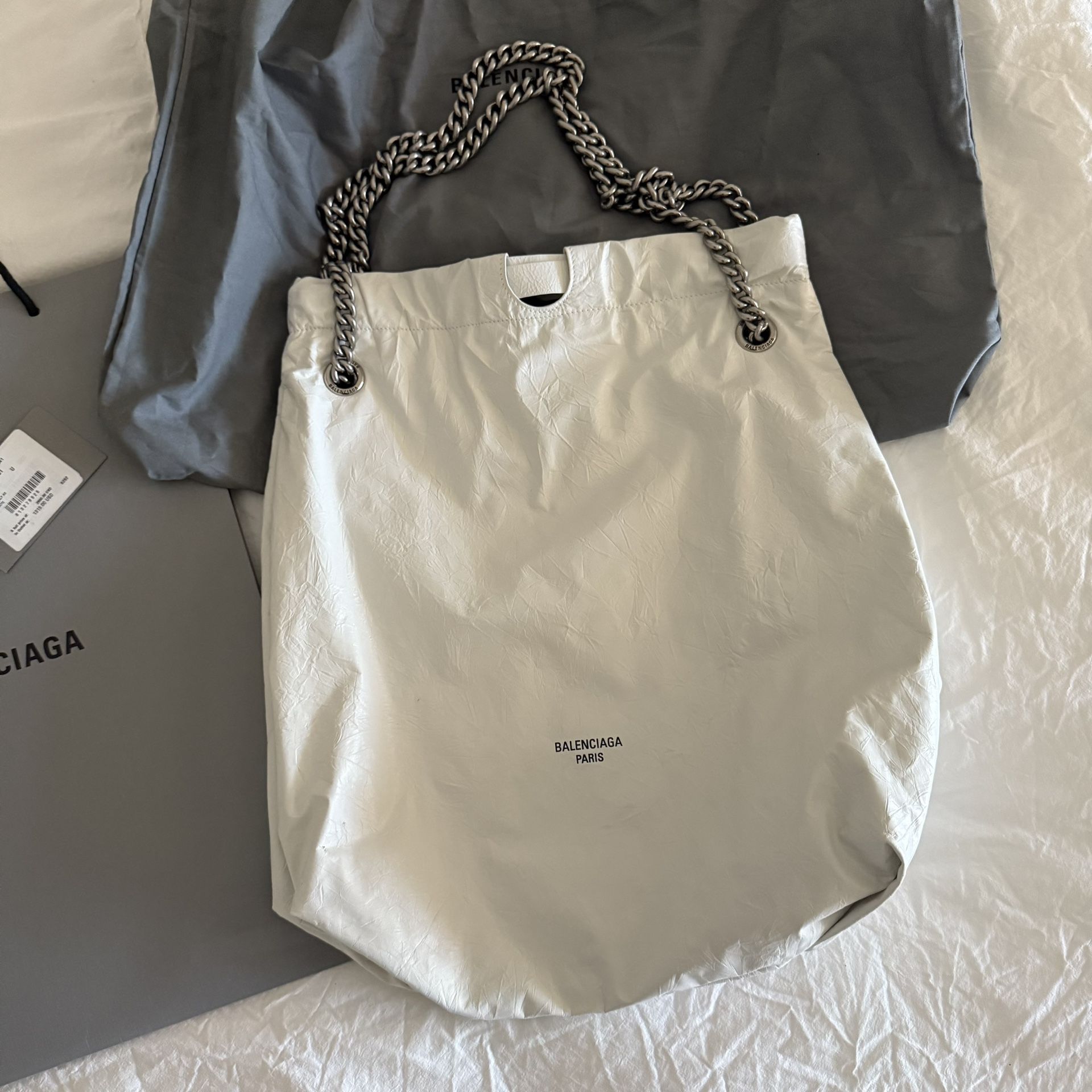 Balenciaga Large Crush Tote - White