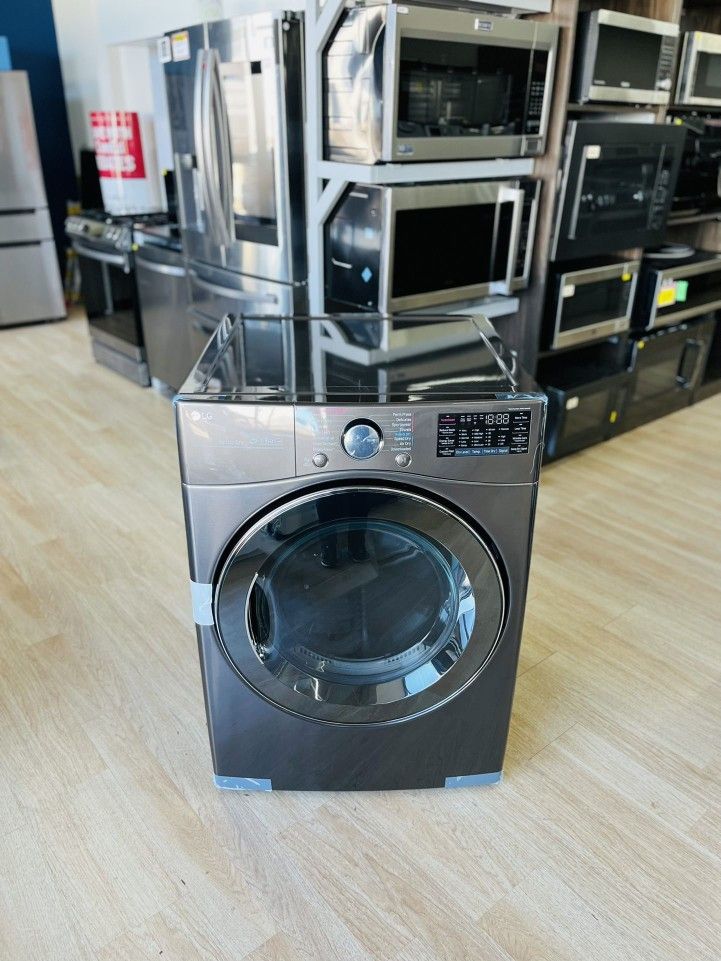 TurboSteam Smart Wi-Fi Enabled 7.4-cu ft Stackable Steam Cycle Dryer (Black Steel) ENERGY STAR 9