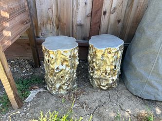 2 Silver Outdoor Stool or Plant Stands