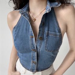 denim halter top
