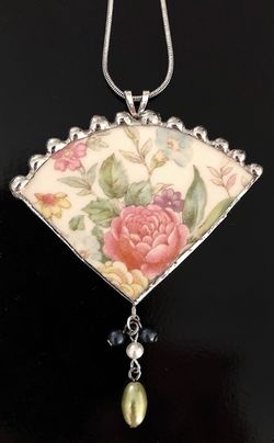 Broken Porcelain Jewelry with Sterling Silver Chain